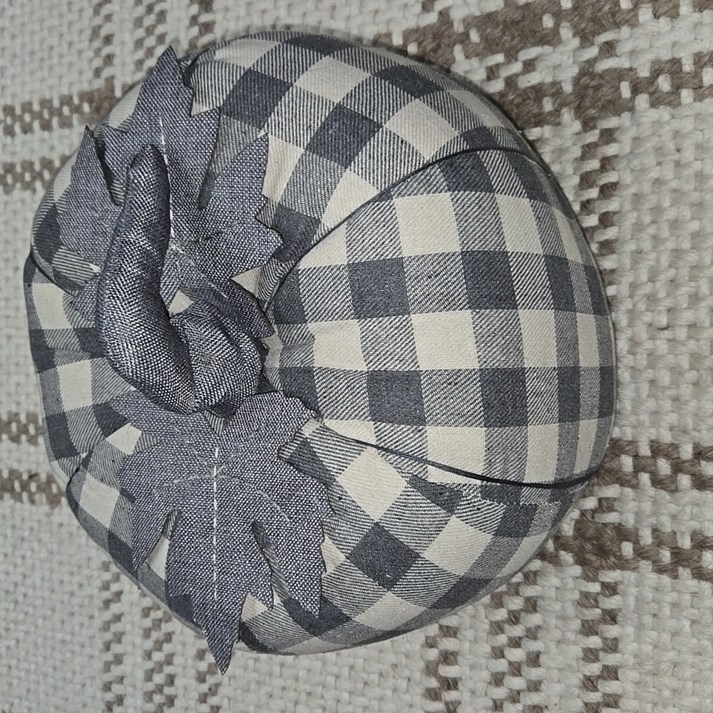 Gray Plaid Fabric Pumpkin Decor